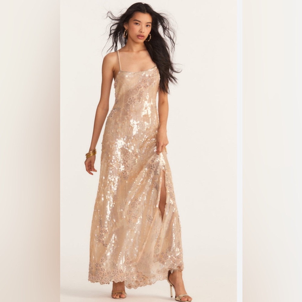 Love Shack Fancy- Alida Gown in Peach, Size 6.